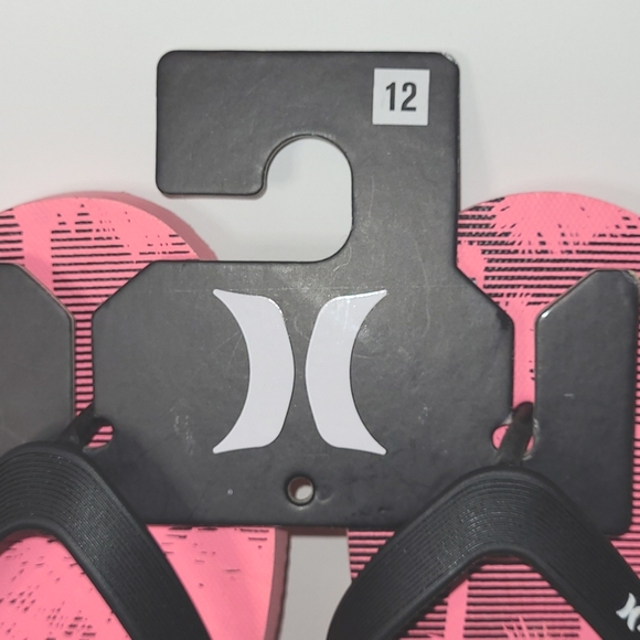 Hurley Mens Palm Trees Print Beach Pool Sandals Thongs Size 12 Pink / Black - Picture 6 of 9
